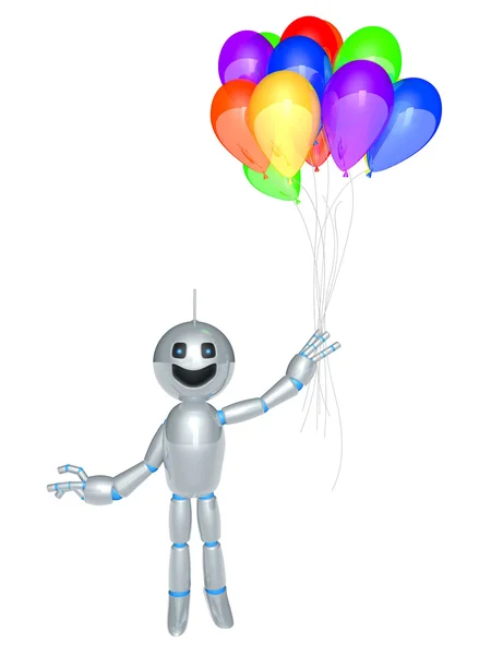 Robô dos desenhos animados com balões — Fotografia de Stock