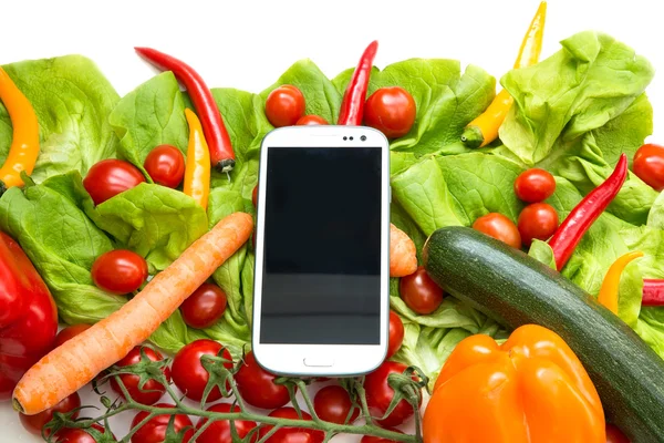 蔬菜和智能手机 — 图库照片