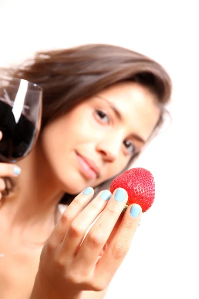 Vin och jordgubbar — Stockfoto