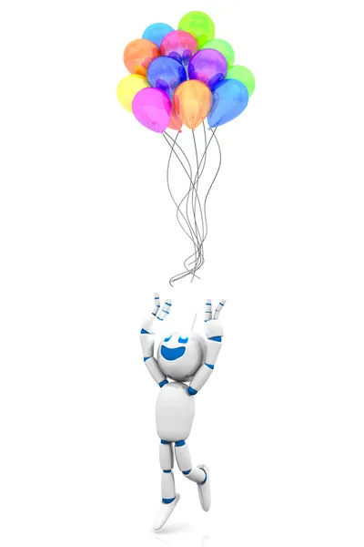 Cartoon Robot mister ballongene sine – stockfoto