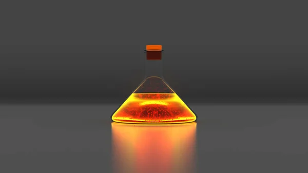 Erlenmeyer Flask z płynem chemicznym 3D Illustration — Zdjęcie stockowe