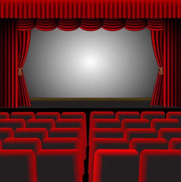 Illustration vectorielle d'un cinéma ou d'un théâtre avec tapisserie rouge — Image vectorielle