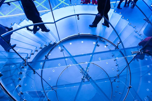 Futuristic glass spiral staircase — Stock Photo, Image