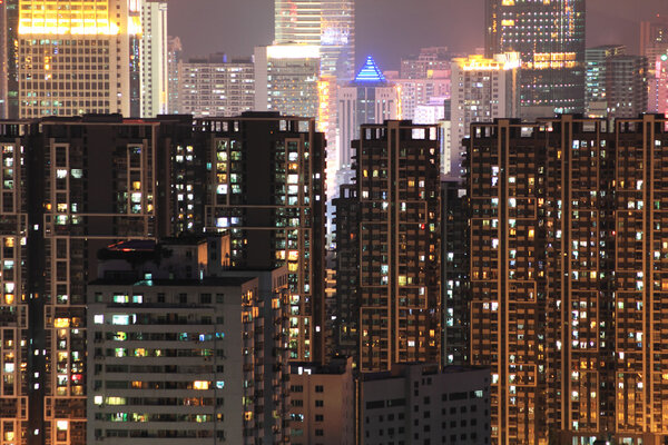 China city of Shenzhen at night