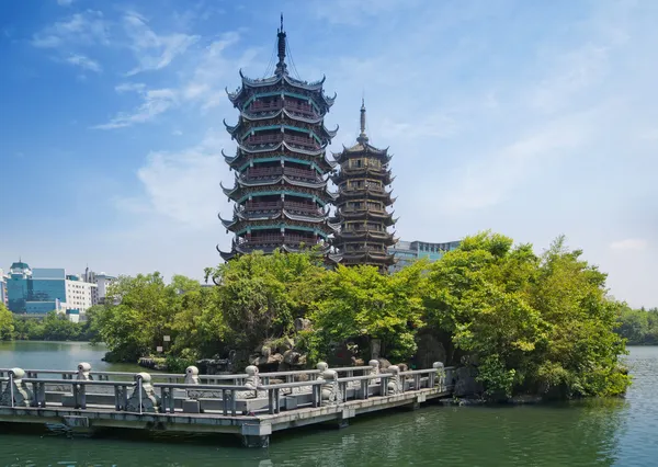 Golden tower and silver towe — Stock Photo, Image