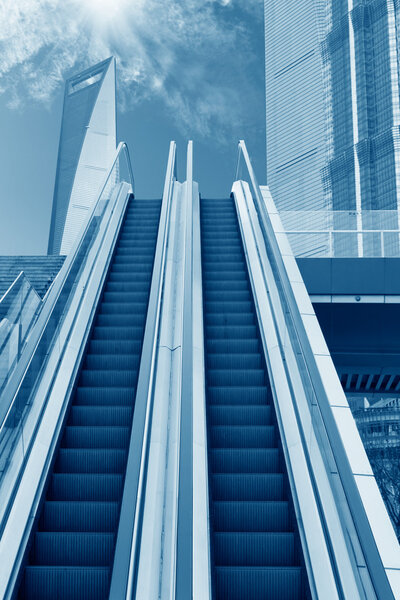 Escalator to the sky, urban fantasy landscape,abstract expression