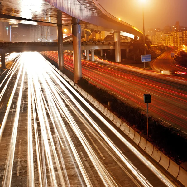 Light traces in the city — Stock Photo, Image