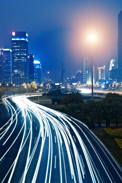 Light traces in the city — Stock Photo, Image