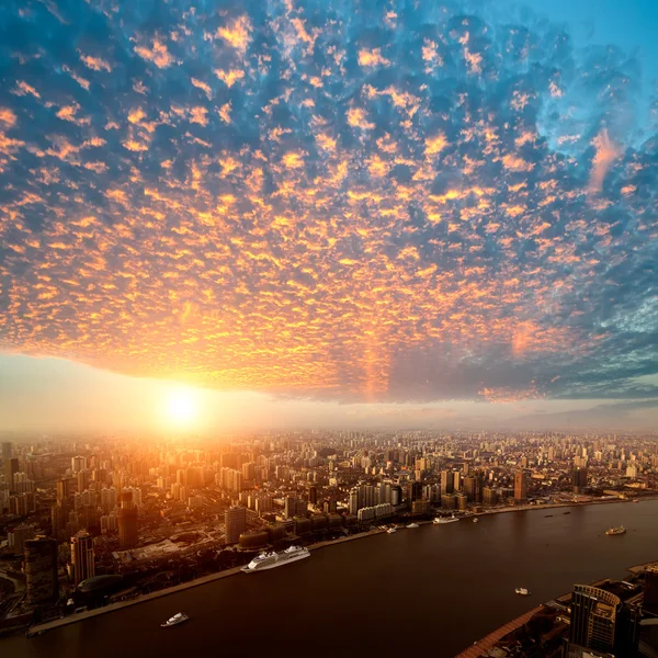 Shanghai pudong skyline at sunset — Stock Photo, Image