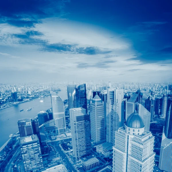 Shanghai pudong skyline al atardecer — Foto de Stock