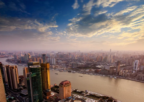 Shanghai pudong skyline al atardecer —  Fotos de Stock