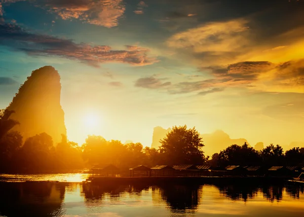 Sunset landscpae of yangshuo — Stock Photo, Image