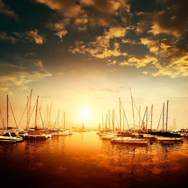 Yachts and marina — Stock Photo, Image