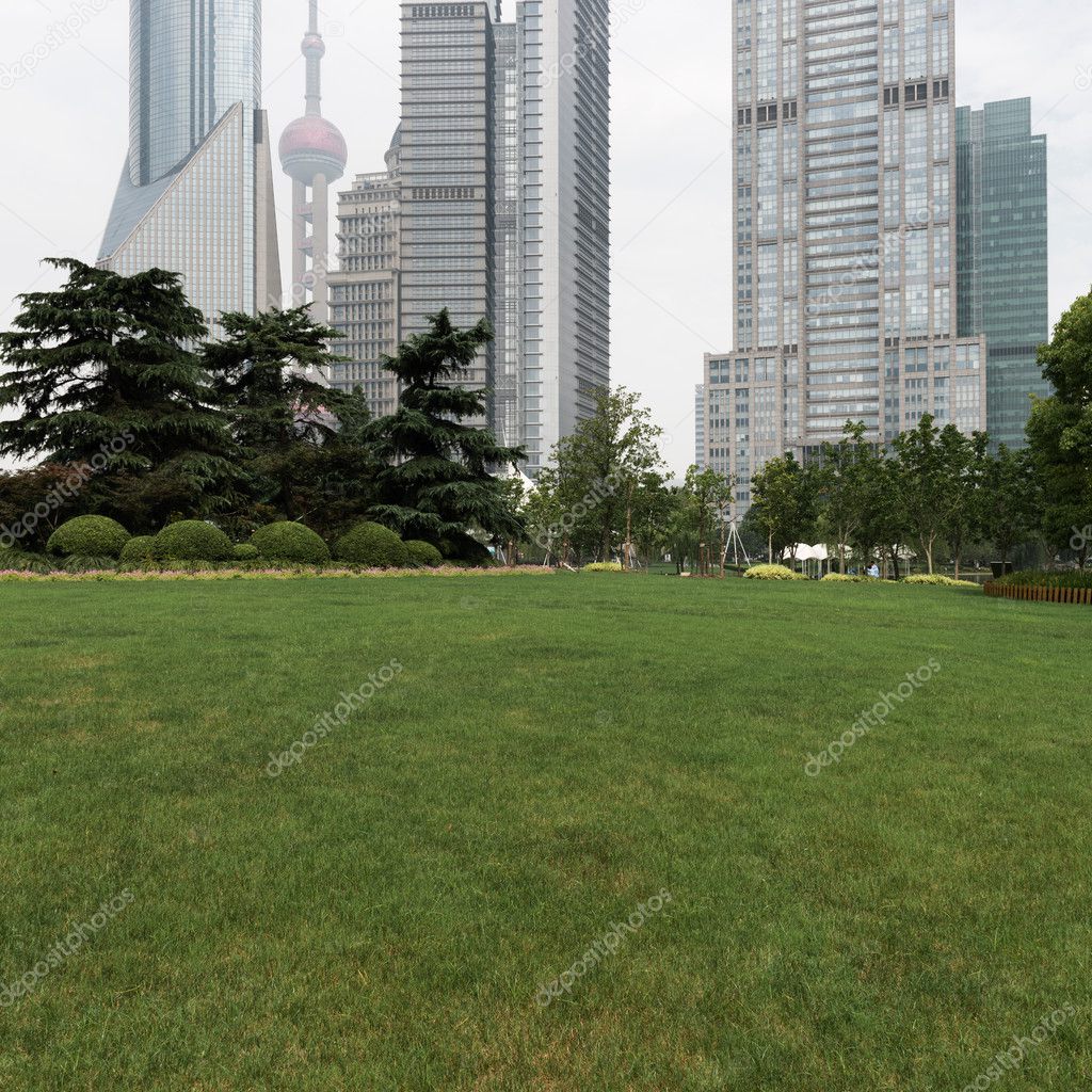 grass and city