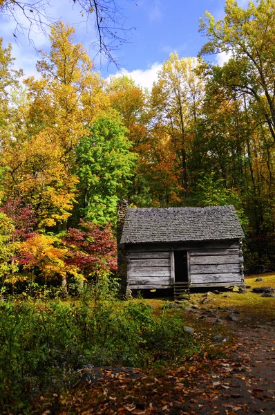 Cabine de madeira no outono — Fotografia de Stock