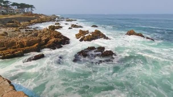 Fale Przychodzące Monterey Bay Oceanu Spokojnego Pacific Grove Kalifornii Dźwiękiem — Wideo stockowe