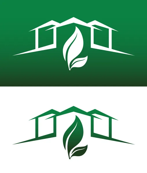 Zöld ház koncepció ikonok mind a szilárd, és a fordított — Stock Vector