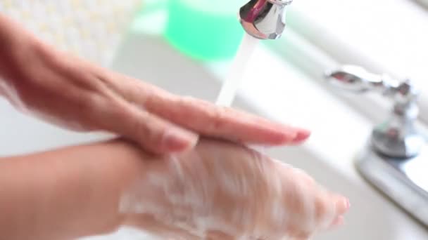 Woman Washing Her Hands in the Sink — Stock Video