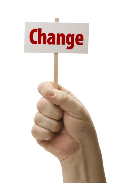 Change Sign In Fist On White — Stock Photo, Image