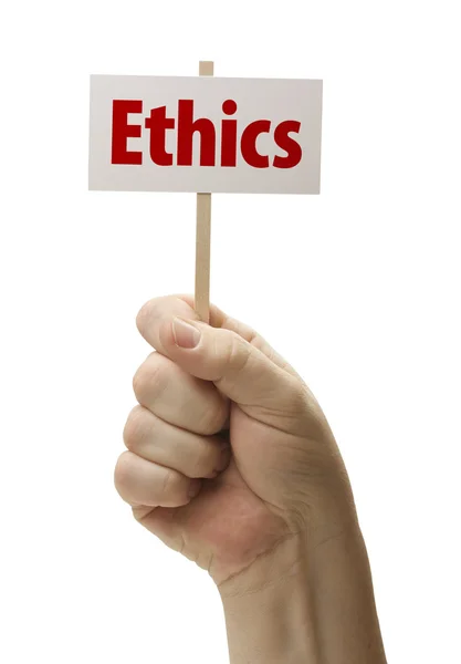 Ethics Sign In Fist On White — Stock Photo, Image