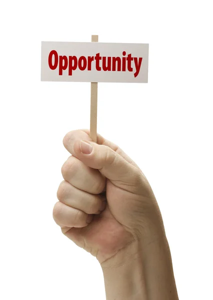 Opportunity Sign In Fist On White — Stock Photo, Image