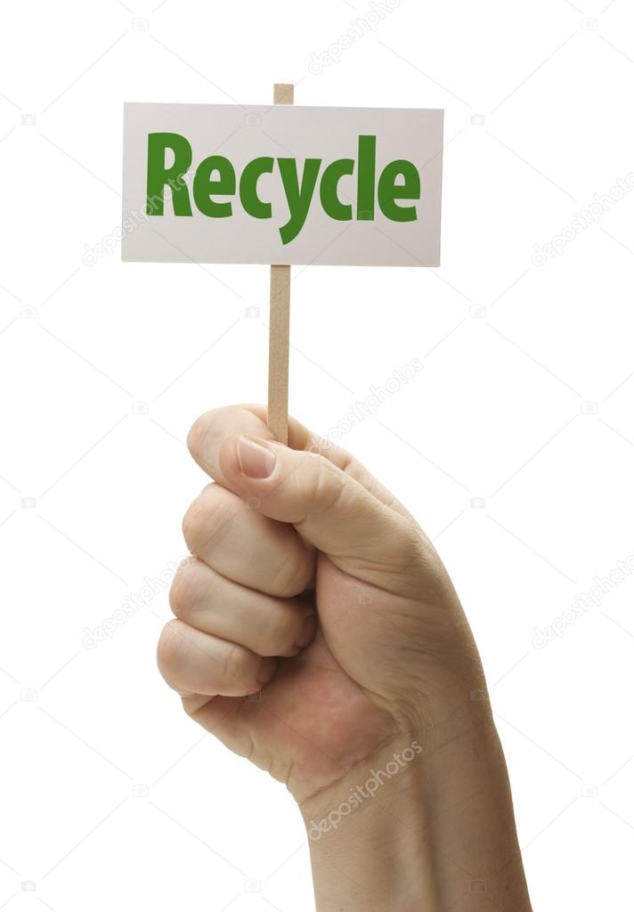 Recycle Sign In Fist On White
