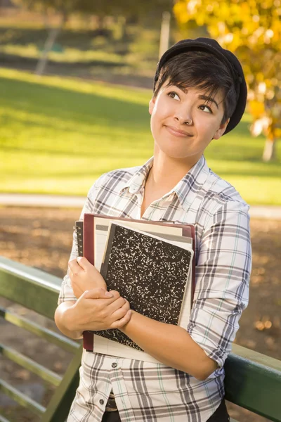 Portrait of Mixed Race Female Student Looking Away — Stock Photo, Image