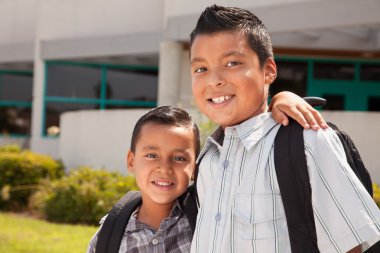 Cute Brothers Ready for School clipart