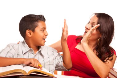 çekici İspanyol anne ve oğlu eğitim