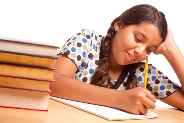 Pretty Hispanic Girl Studying — Stock Photo, Image