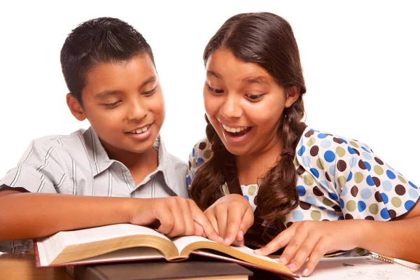 Hispanic Brother and Sister Having Fun Studying — Stock Photo, Image