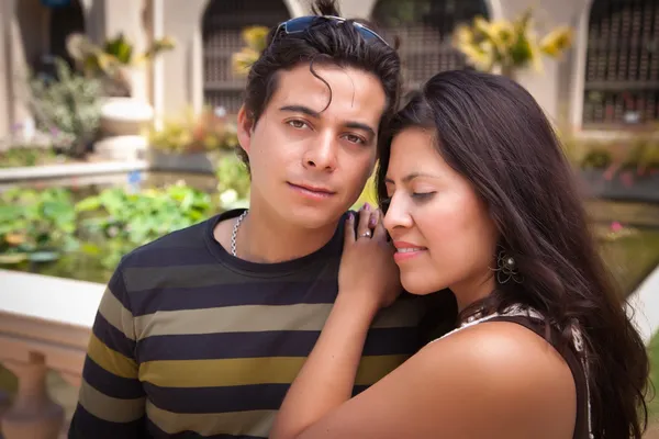 Attractive Hispanic Couple Portrait Outdoors — Stock Photo, Image