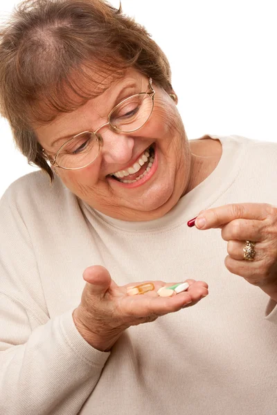 Attractive Senior Woman and Medication Pills — Stock Photo, Image