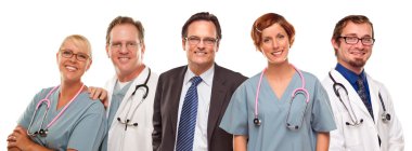 Doktor veya hemşire ve işadamı beyaz grup