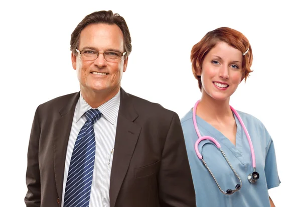 Smiling Businessman with Female and Doctor and Nurse — Stock Photo, Image