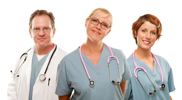 Gruppe von Ärzten oder Krankenschwestern auf weißem Hintergrund — Stockfoto