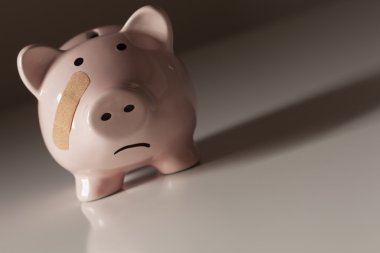 Piggy Bank with Bandage on Face clipart