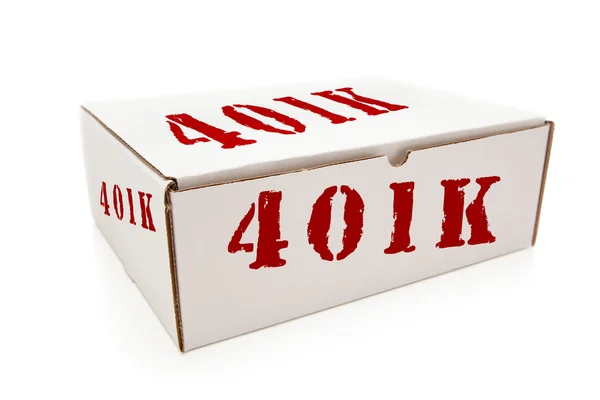 Bílý box s 401k na stranách izolované — Stock fotografie