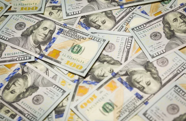 Random Angled Layer of the New One Hundred Dollar Bill — Stock Photo, Image
