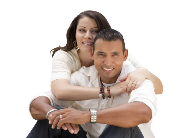 Happy Hispanic Young Couple Isolated on White — Stock Photo, Image