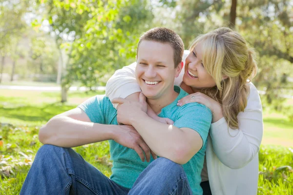 Young Attractive Couple Hugging in the Park — Stock Photo, Image