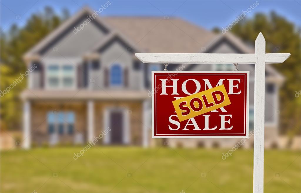 Home For Sale Real Estate Sign And House Stock Photo - Download