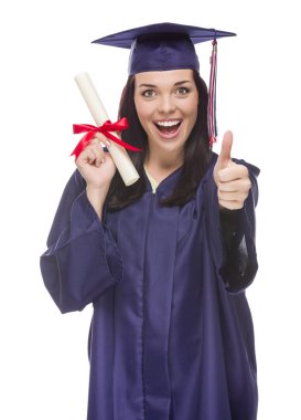 karışık ırk mezunu kap ve onun diploması holding elbisesi