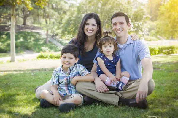 Attractive Young Mixed Race Family Park Portrait Royalty Free Stock Photos