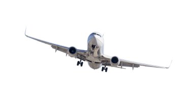 jet uçak iniş üzerinde beyaz izole