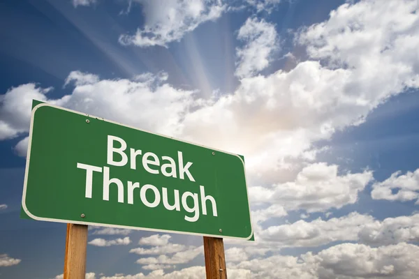 Break Through Green Road Sign — Stock Photo, Image