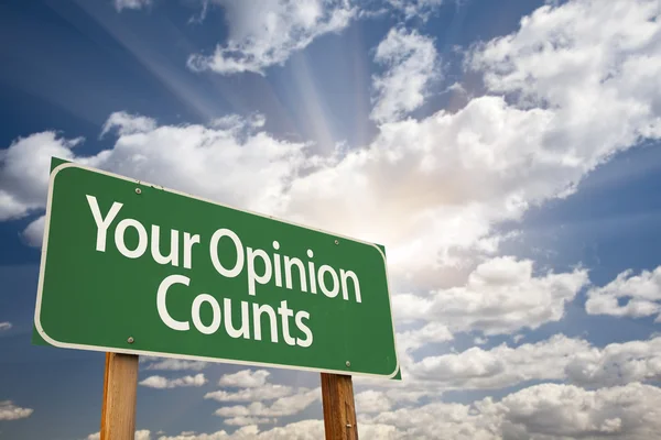 Your Opinion Counts Green Road Sign — Stock Photo, Image