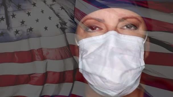 Female Doctor Nurse Wearing Medical Face Mask Taking Her Face — Stock Video