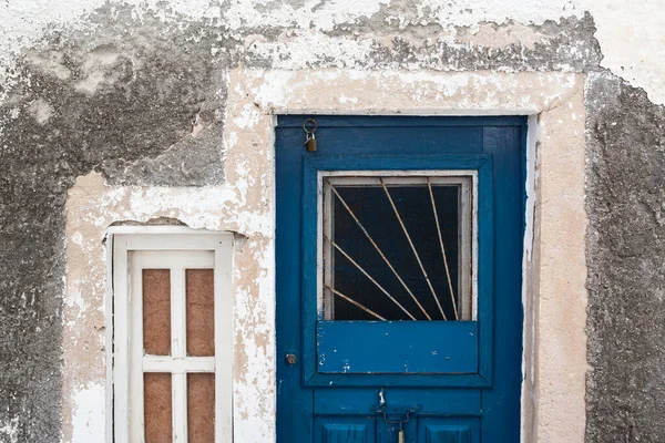 Absztrakt Home Wall Door Window Island Santorini Görögország — Stock Fotó