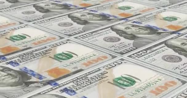 Looping Pan Über Einhundert Dollar Scheine Den Vereinigten Staaten — Stockvideo